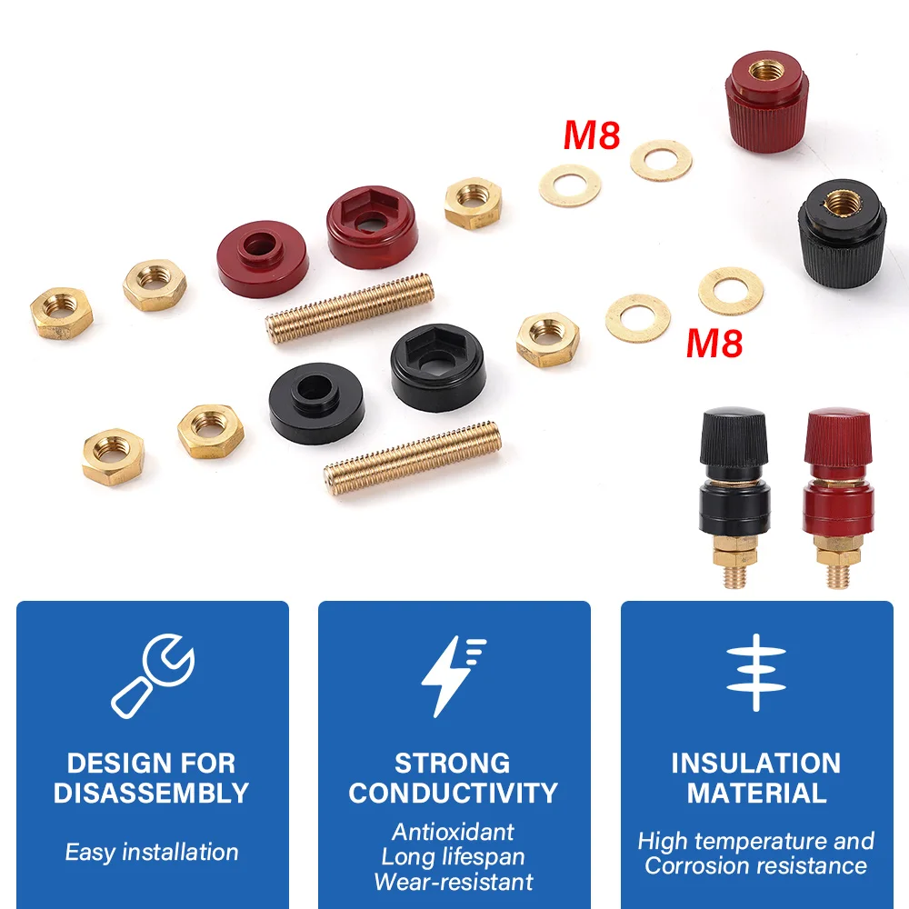 2 stks/set Auto 8mm Messing Stud Premium Afstandsbediening Batterij Power Junction Post Connector Vervanging Terminal Kit Auto Accessoires