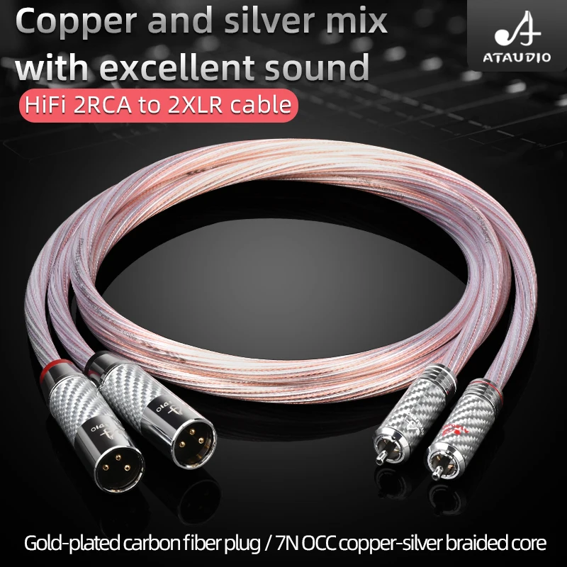 ATAUDIO HiFi 2RCA to 2XLR Cable Hi-End Copper and Silver 2RCA Male to 2XLR Male Audio Wire for DAC DVD  Amplifier