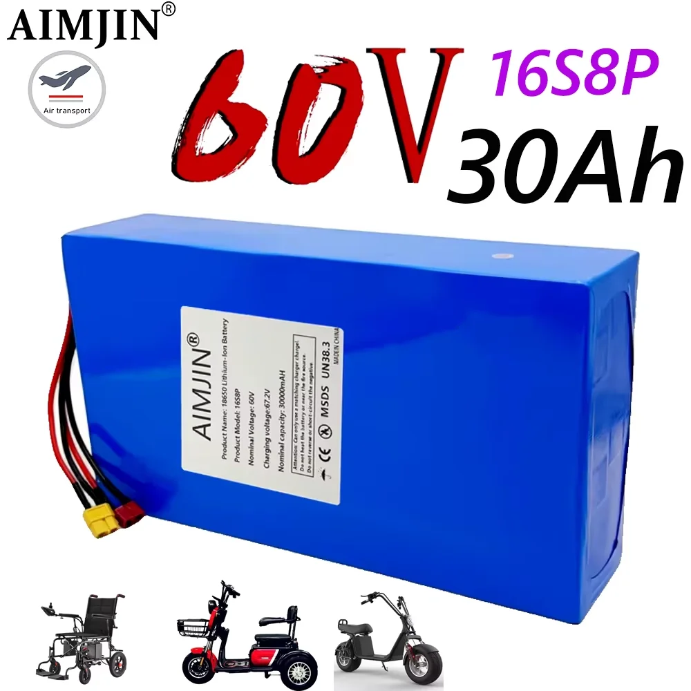 

16S8P Lithium Battery Pack 60V 30000mAh for 1000W 1500W 2000W High-power Li-ion Batteries with BMS