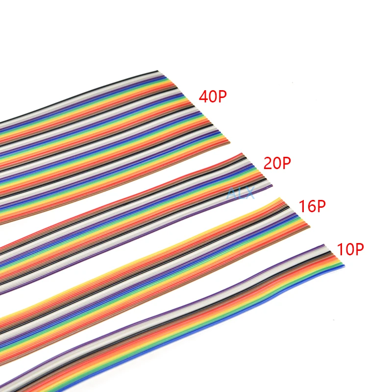 1Reel 60Meter 6/8/10/12/16/20/30/40/50P Pin 1.27mm Pitch Color Flat Ribbon Cable Rainbow Wire For FC Dupont DC3 IDC Connector