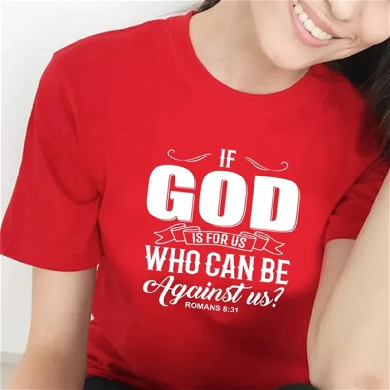 If God Is For Us Letter Printed T Shirt Men Women Fashion Jesus Faith God Religious Graphic Tee Shirt Casual Short Sleeve Tops