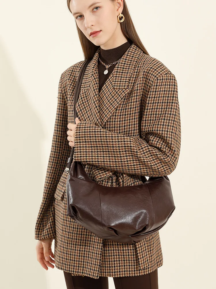 YANATARI Dumpling bag leather bag Soft Leather Large Capacity minimalist shoulder bag women female luxury moon bag handbag