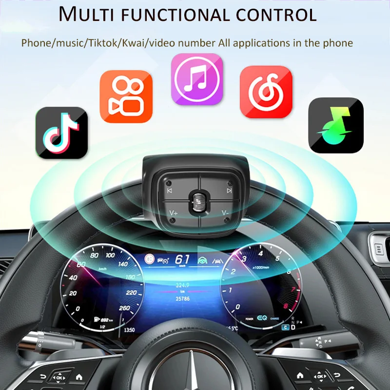 V5.4 سيارة لاسلكية للتحكم عن بعد عجلة القيادة راديو تحكم أندرويد لمسافات طويلة الصوت الوسائط المتعددة التحكم أزرار ذكية #3