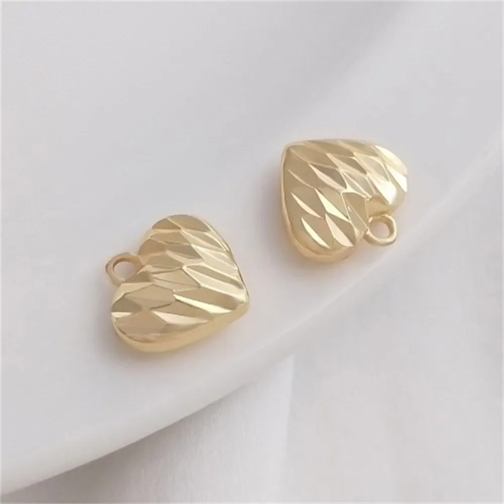 

14K Gold-Color Batch Flower Peach Heart Pendant Faceted Diamond Heart Pendant DIY Bracelet Earrings Jewelry Charms Pendant K350