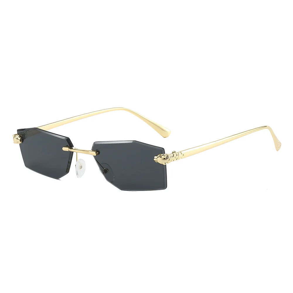 Luxury Frameless Square Sunglasses Men Alloy Frameless Gradient Sunglasses Women Fashion Retro Polygon