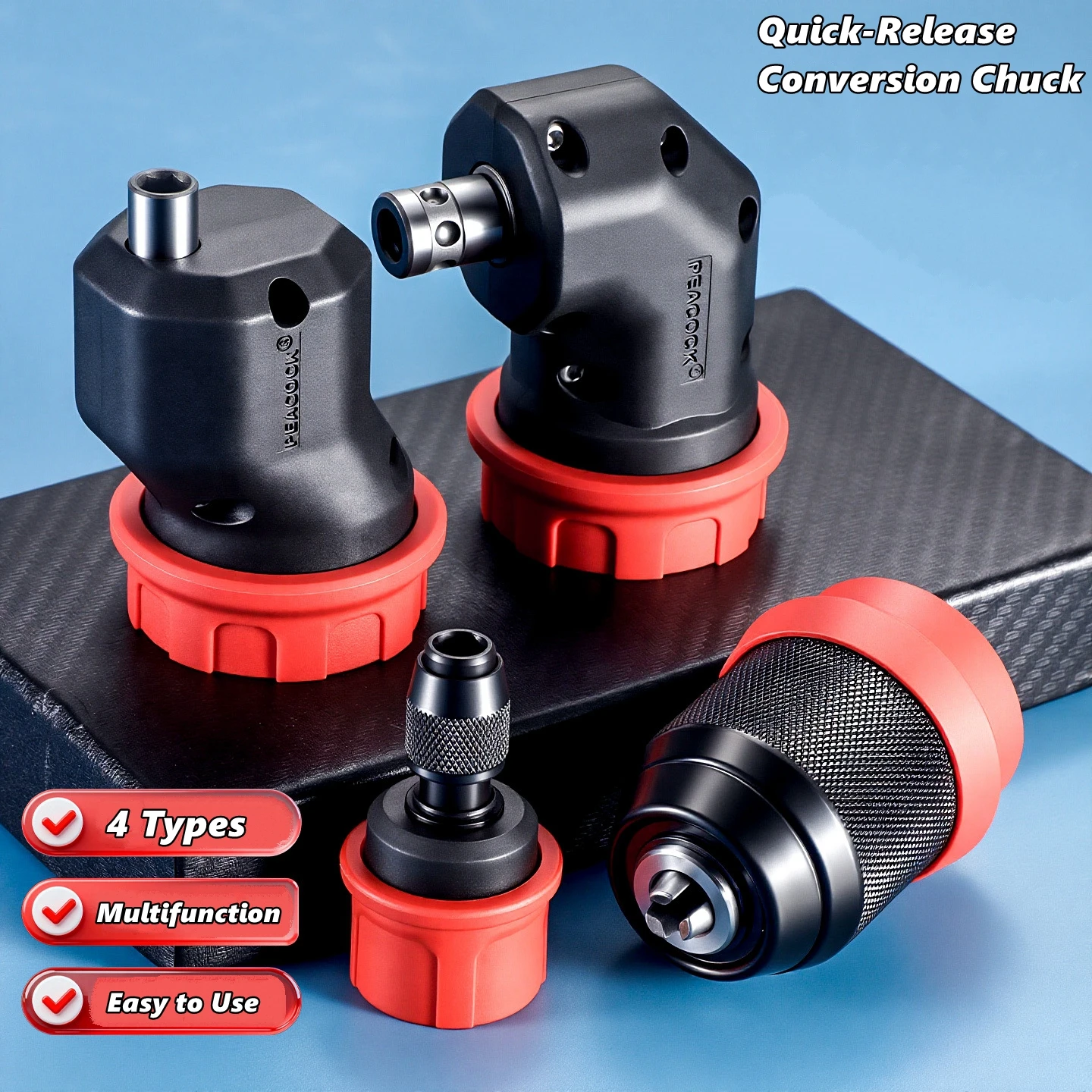 

Quick-Release Drill Conversion Chuck For 6.35mm Hex Bits Compatible With Corded And Cordless Electric Drills