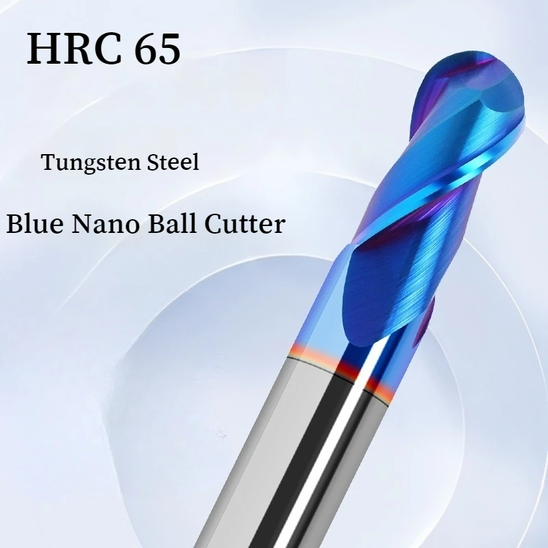 HRC 65 70 55 2 Flute Ball Nose Carbide End Mill CNC Milling Tool for Stainless Steel R0 5 R1 2 2 5 3 4 5 6mm