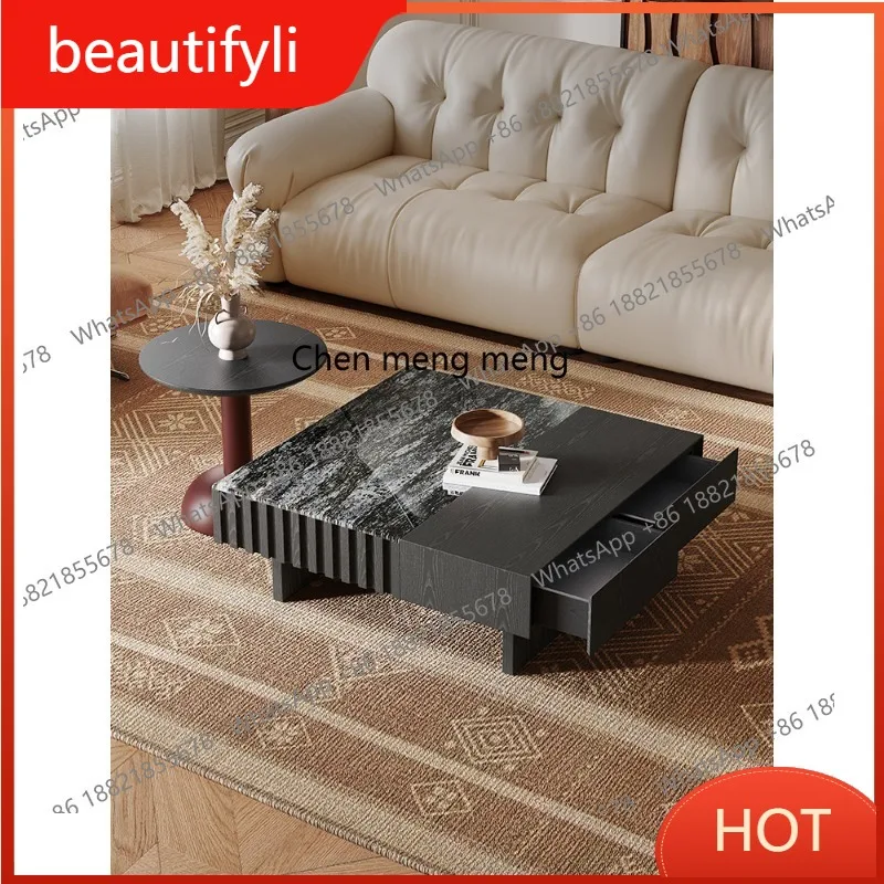 

C456 Итальянский минималистичный квадратный журнальный столик для гостиной, дизайнерский элитный роскошный каменный журнальный столик, комбинация