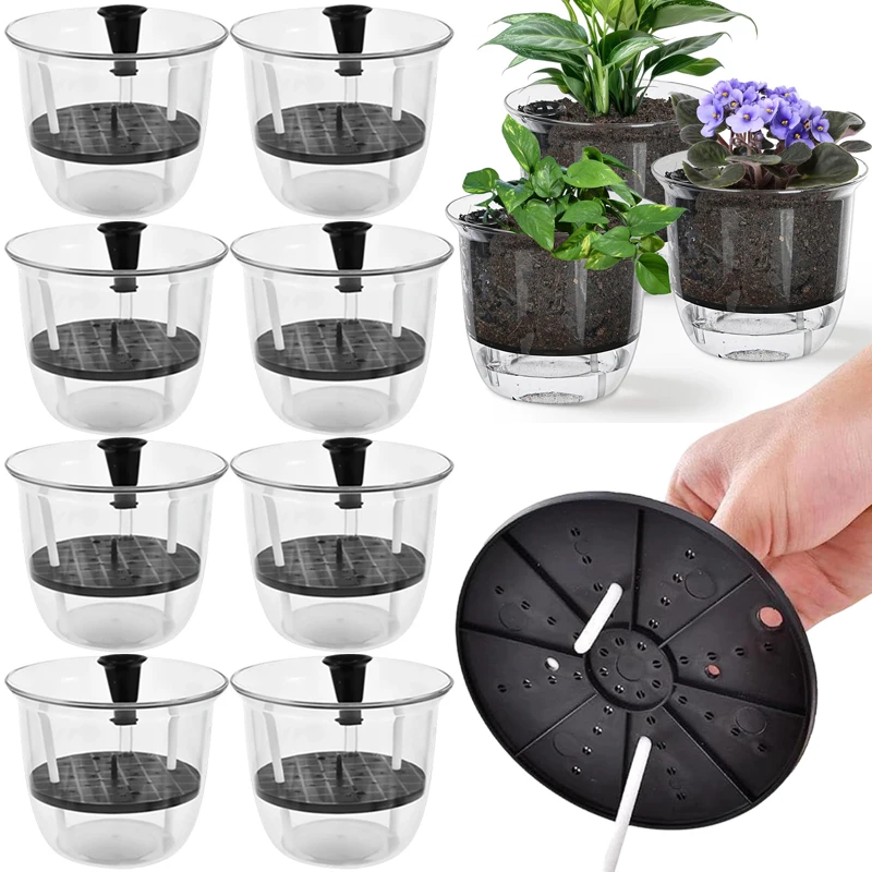 

Plastic Flower Pot Double Layer Hydroponic Plants Pot Self Watering Pot with Cotton Rope Garden Vase Bonsai Lazy Pots Home Decor