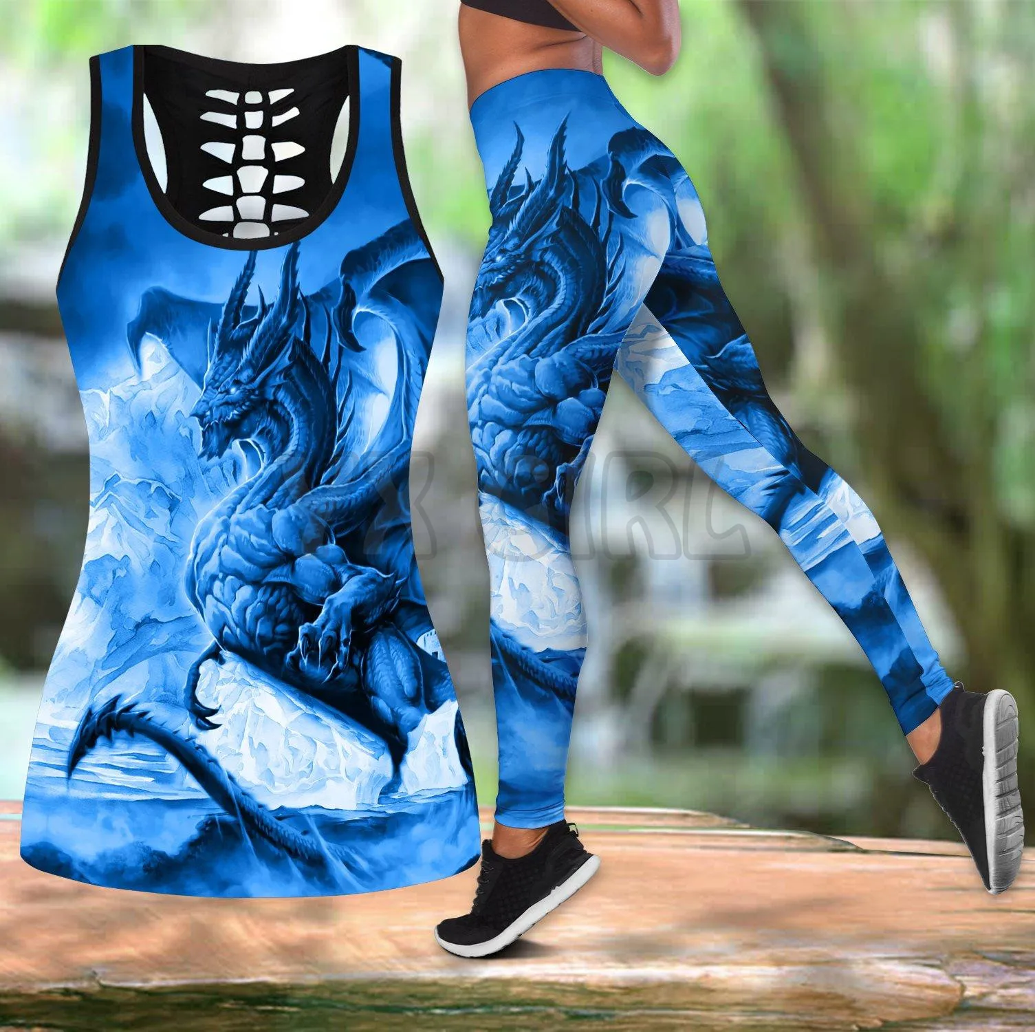 Skull Butterfly Combo Tanktop + Legging  3D Printed Tank Top+Legging Combo Outfit Yoga Fitness Legging Women