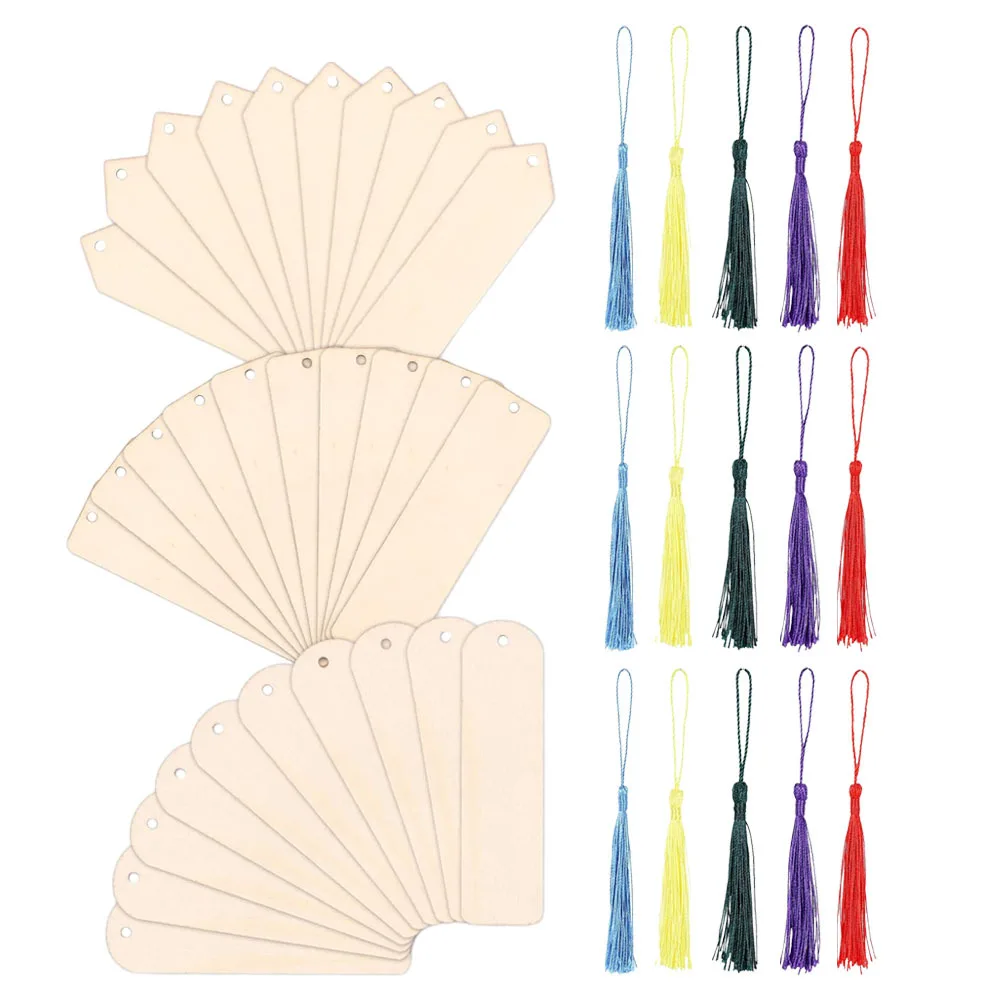 

1 Set Of Wooden Bookmark Blank Unfinished Diy Bookmarks Paintable Craft Kit For Students Writers Reading Markers Hanging Tags