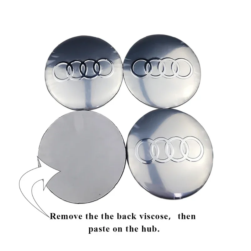 4Pcs 56/65/60/75mm Badge Car Tire Wheel Hub Cap Decal Sticker For Audi Center Caps A3 A4 S4 A5 S5 A6 S6 A7 RS4 Q3 Q5 Accessories