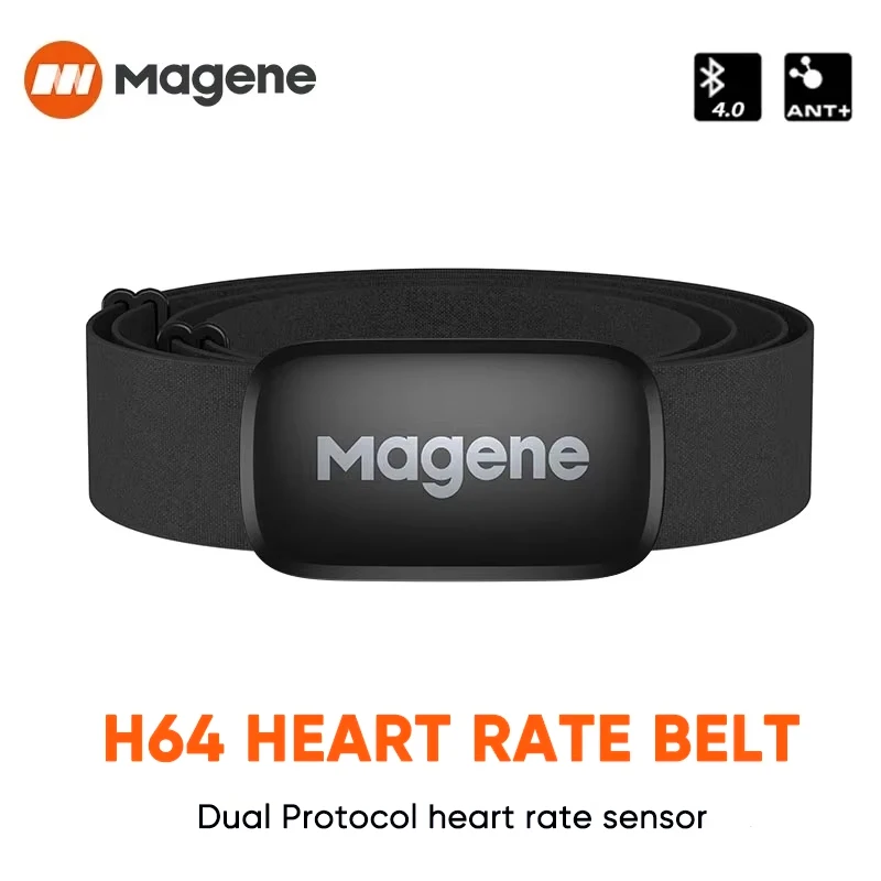 Magene Heart Rate Monitor H64 Dual Mode ANT+ Bluetooth Sensor Heart Rate with Chest Strap Bike Wahoo Garmin BT Sports Monitor