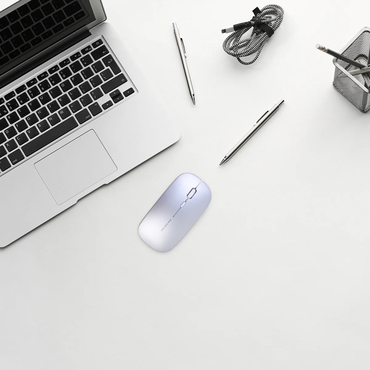 

Wireless Charging Mouse 10M Distance Portable Instant Connection Ultra-Thin Silent Design for Computer Silver Long Standby 30