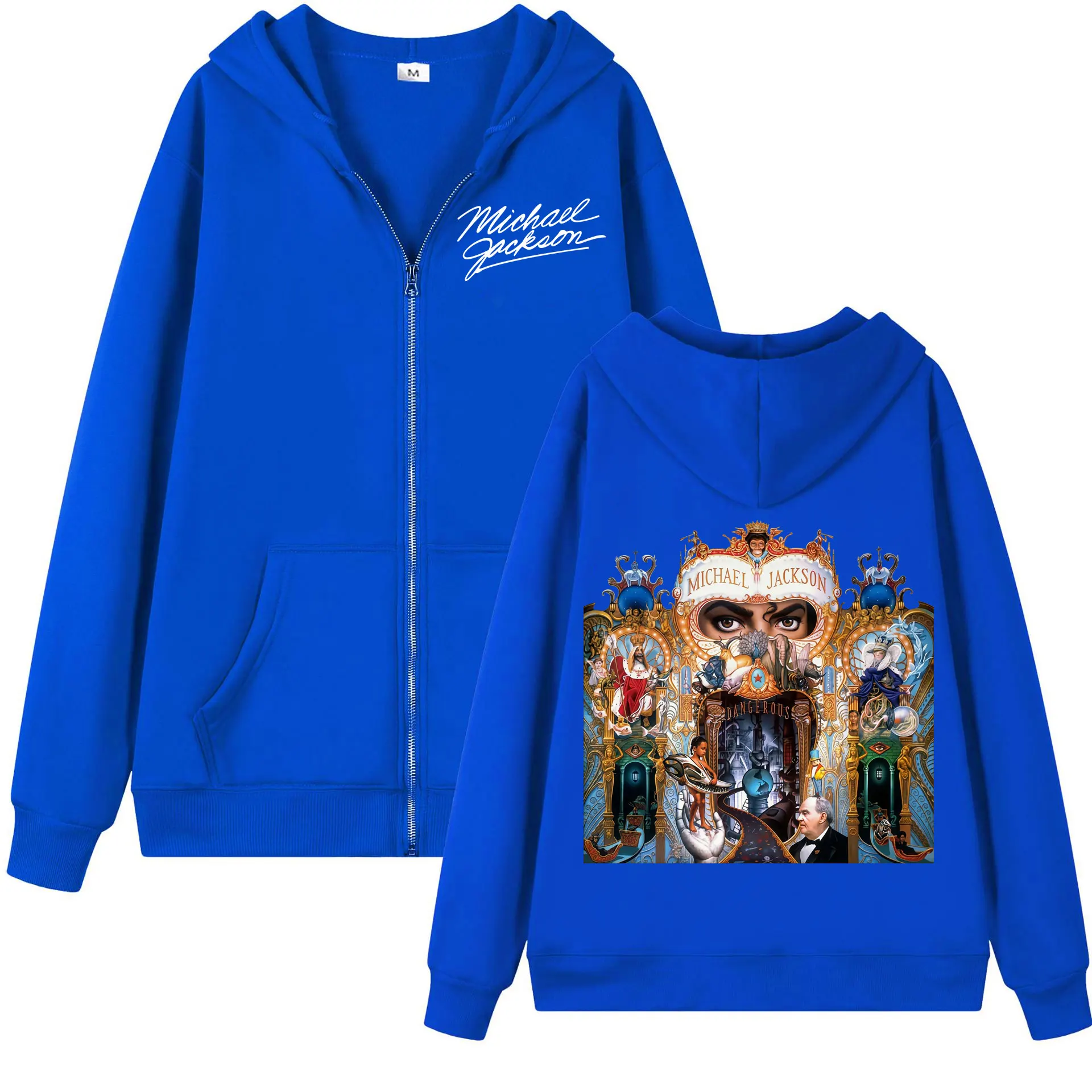 Sänger Michael Jackson Album Grafik-Reißverschluss-Hoodie für Männer und Frauen, modische Rock-Kapuzenpullover im Harajuku Y2k-Stil – Detail 6