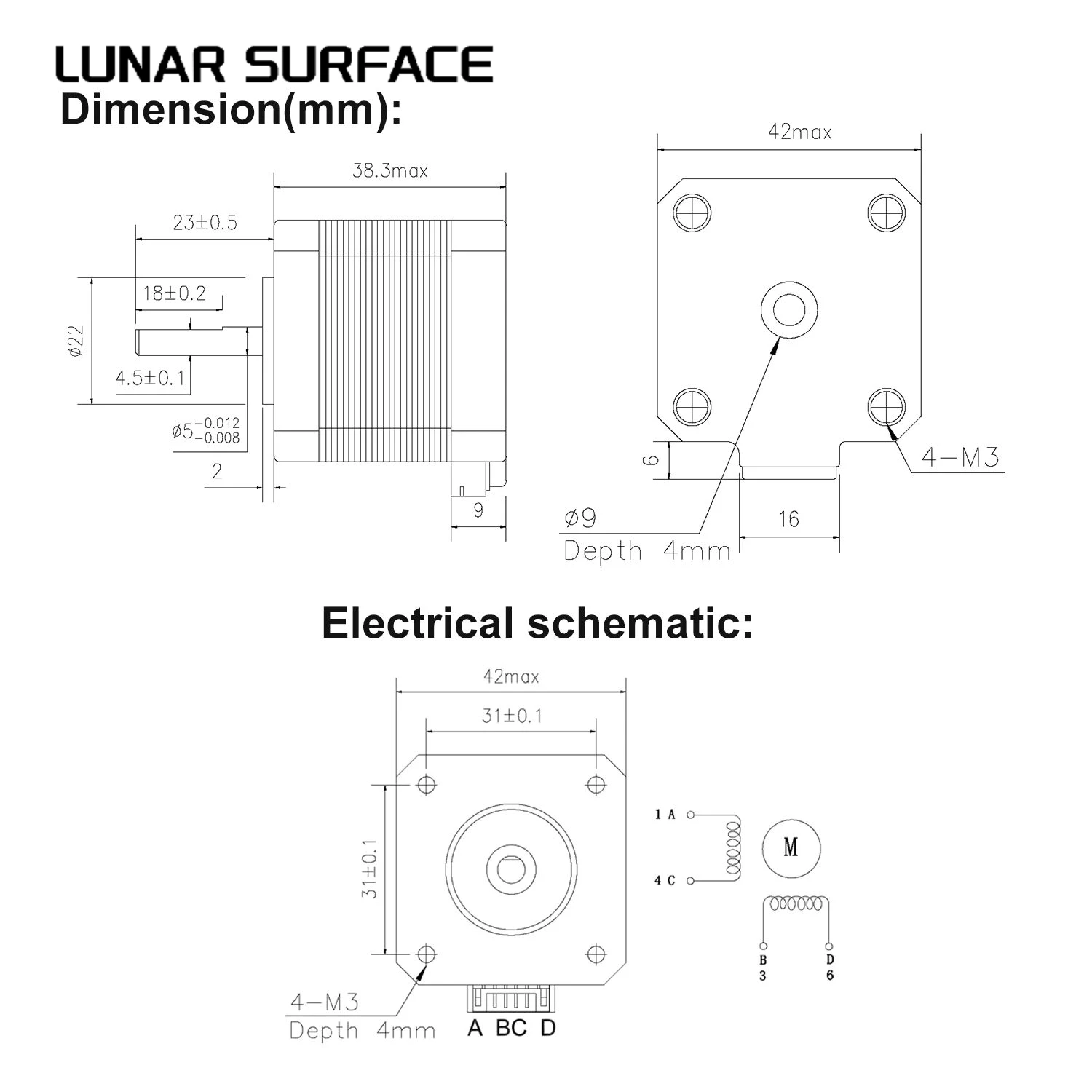 Pièces d'imprimante LS-3D, moteur pas à pas 17HS4401S avec câble de moteur XH2.54/Dupont de 1M, moteur pas à pas 1,5a 42, moteur Nema 17 à 4 fils 42BYGH