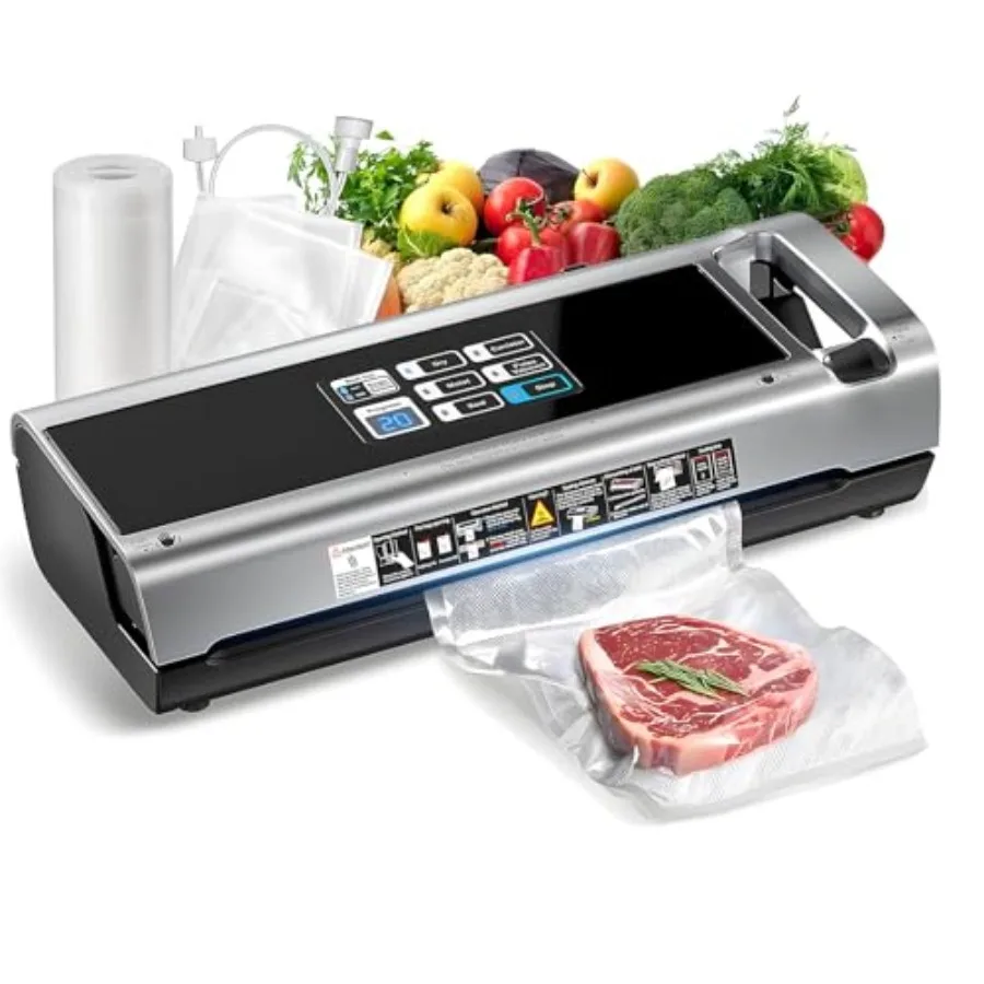 

Food Vacuum Sealer Machine 95KPa Powerful Food Saver with Dry/Moist/External Vacuum Modes Built-in Cutter and Bag Storage Singl