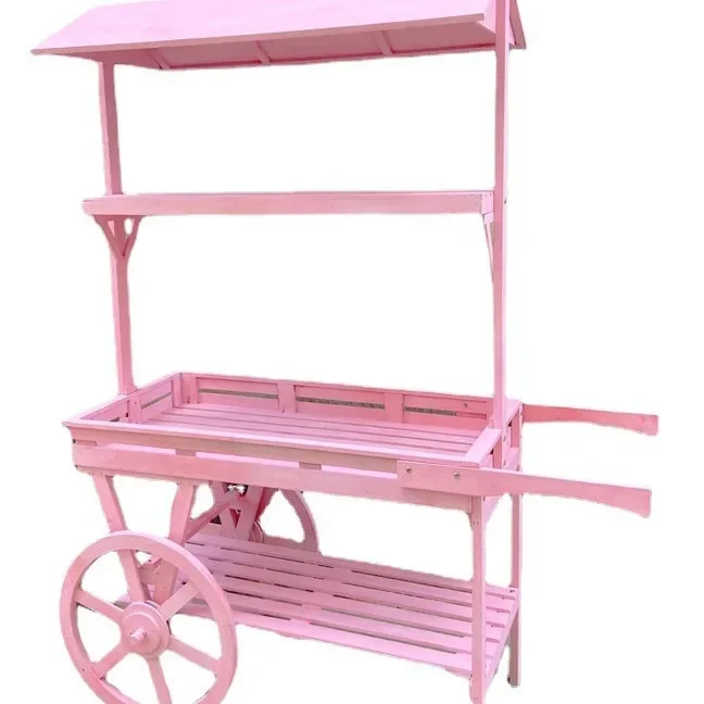 حامل زهور عائم خشبي يدويًا من الريف الأمريكي، رف زهور، رف عرض مزخرف لمتجر الزهور، عربة قديمة #4