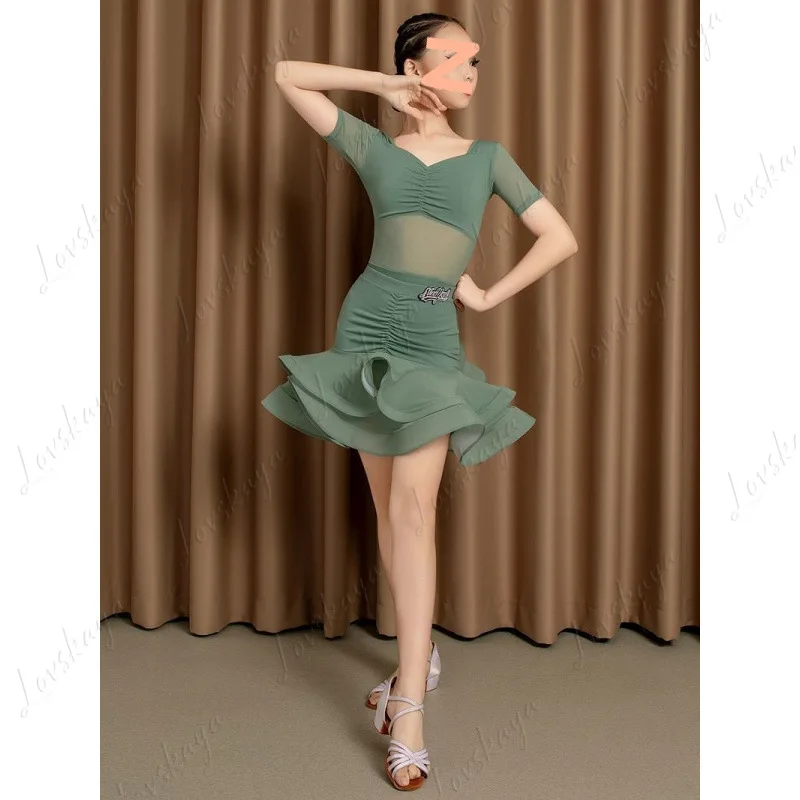 Roupas de prática de dança latina para meninas, novo conjunto de treinamento de verão infantil, trajes de desempenho de alta qualidade