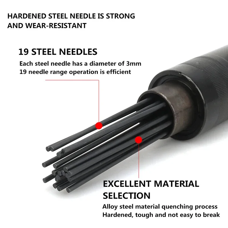 Acessórios pneumáticos de scaler de agulha de ar quente 19 pinos ferramenta pneumática para martelo cinzel de ar remove ferrugem sujeira e solda removedor de poeira