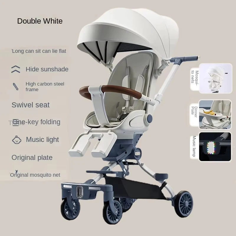 Lightweight Baby Stroller High Landscape Foldable Newborn Baby Two-way Swivel Seat Four Wheels Can Sit and Lie Down Stroller