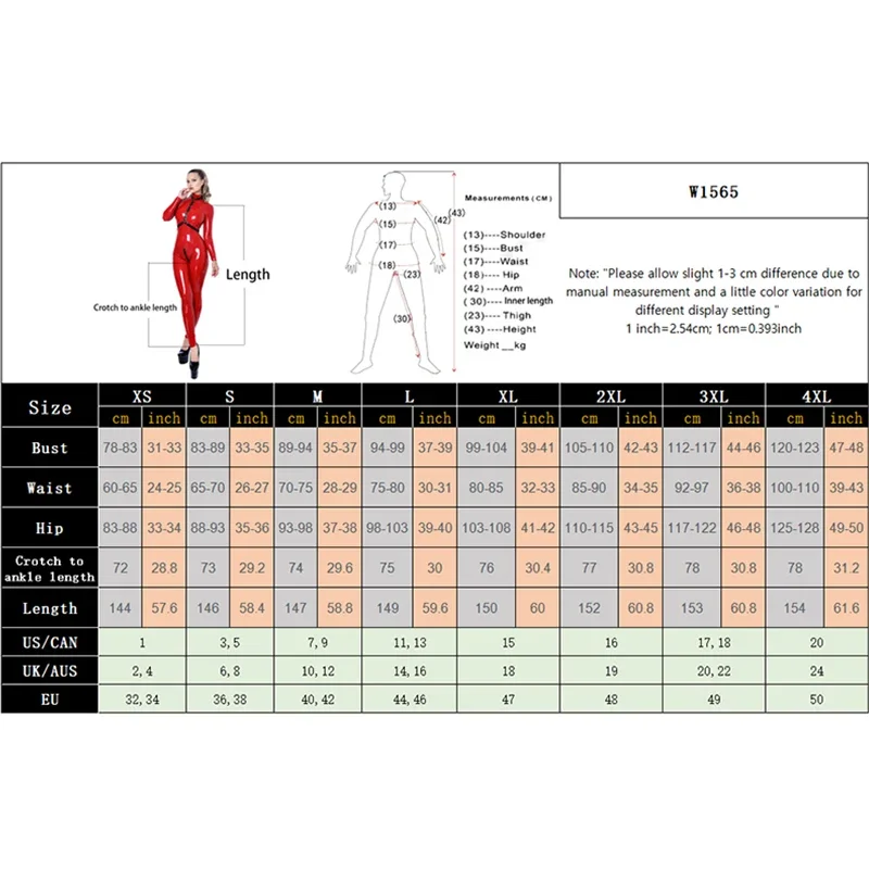 Women Sexy Patent Leather Jumpsuit Exotic Zip Open Crotch Bodycon Catsuits Overalls Wetlook Nightclub Chain Rompers Custom New