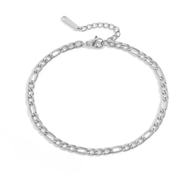 Figaro Chain Anklets for Women Long Bracelet 20+4cm Extend Chains Trendy Jewelry Stainless Steel Anklet OEM ODM Jewelry