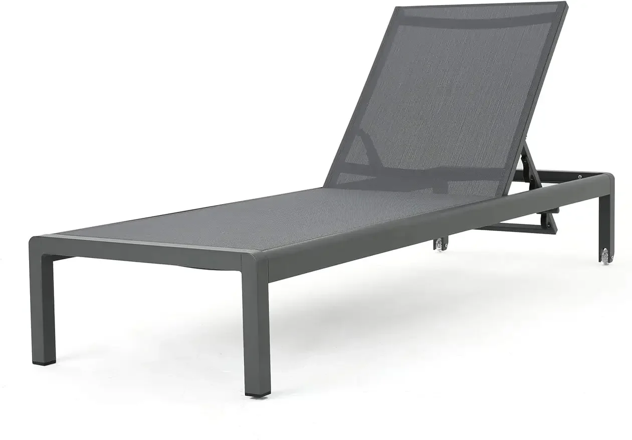 

Christopher Knight Home Cape Coral Outdoor Aluminum Chaise Lounge with Mesh Seat, Grey / Dark Grey