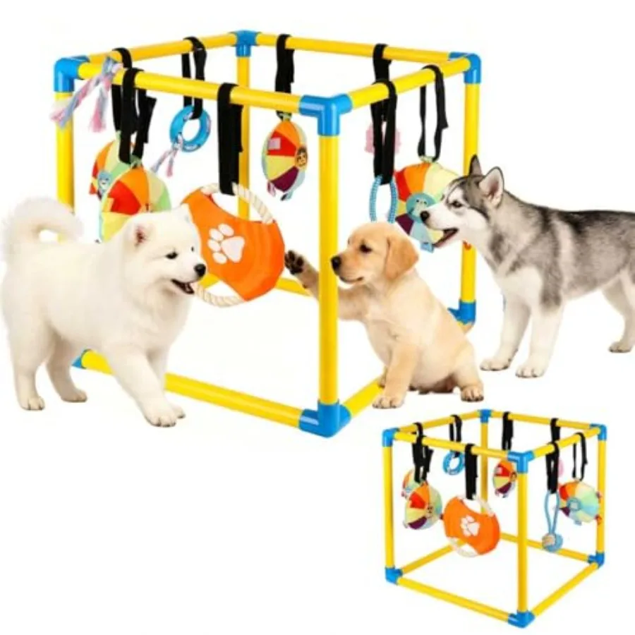 

Игровой комплекс для щенков Puppy Game Gym с 8 подвесными игрушками для прорезывания зубов, интерактивная и увлекательная игровая площадка в стиле джунглей