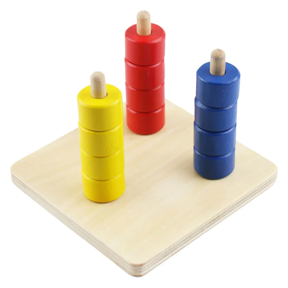 1 Set Frühe Pädagogische Baby Kognitive Farbe Erkenntnis Turm Feinmotorik Lernen Lehrmittel Zylindrischen Ring