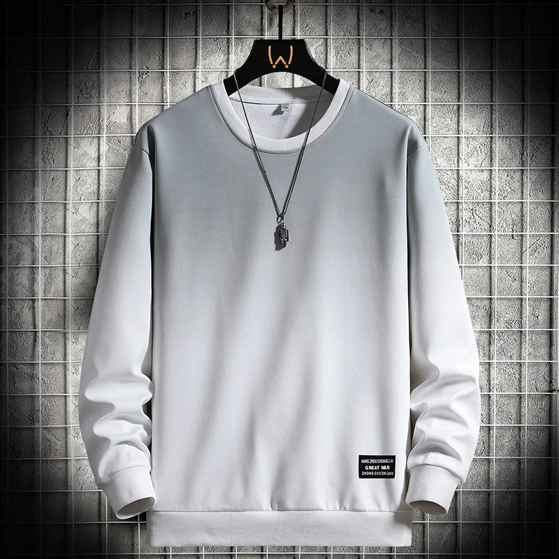 Fashion O-Neck Spliced Casual Gradient Sweatshirts Men's Clothing 2024 Spring Summer New Loose All-match Tops Korean Sweatshirts