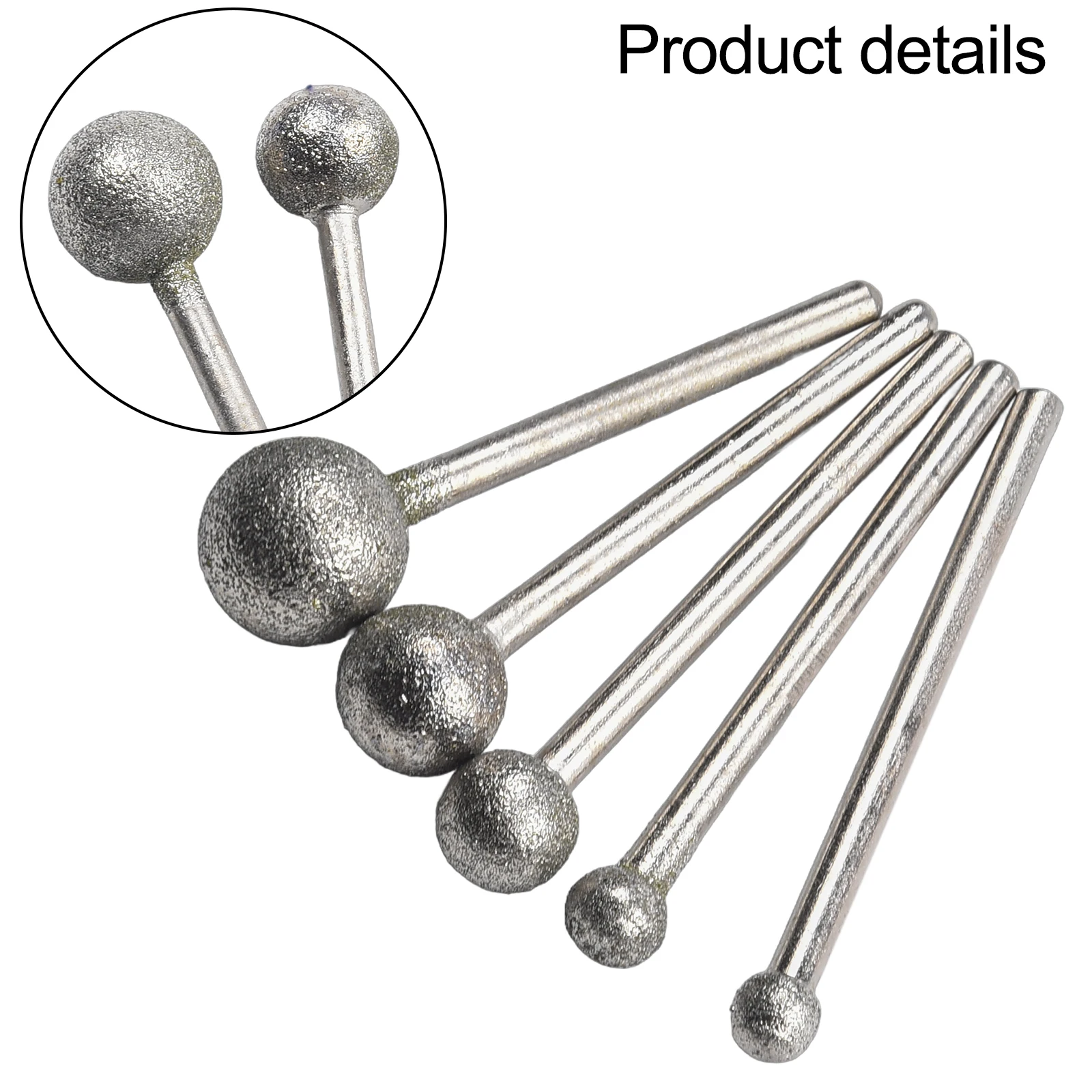 5pcs Emery Grinding Wheels For Rotary Tools, 3mm Shank Round Burrs Set (5/6/8/10/12mm) For Polishing Jade Wood Steel Carving
