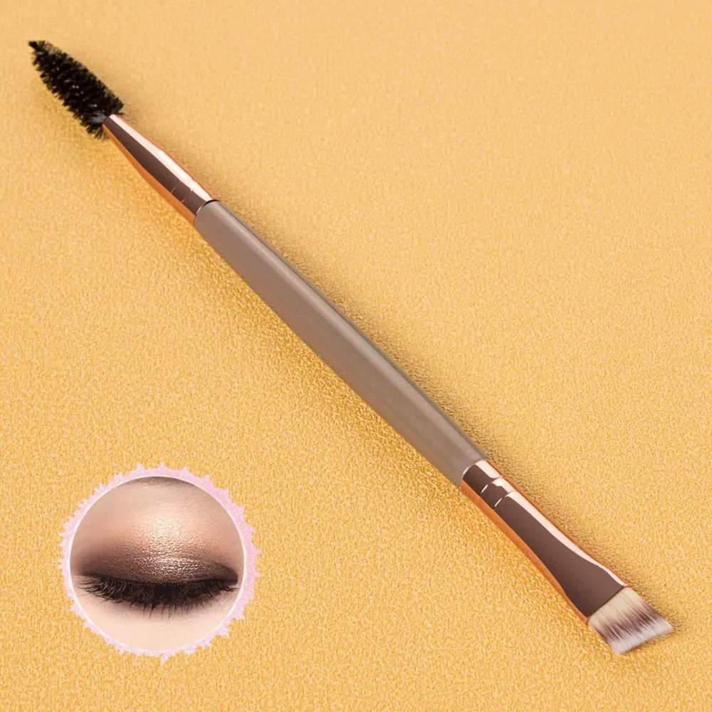 Eyebrow Brush with Spoolie and Dual Angled Brush | Eyelash Comb Tool for Lining Shaping Dark Brown Brows and Lashes