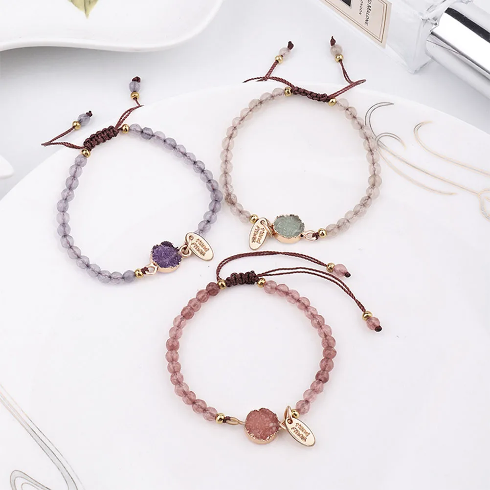 

3pcs Crystal Bracelet Women Fashion Bangle Weave Wrist Chain Decoration Unique Elegant Jewelry Gift