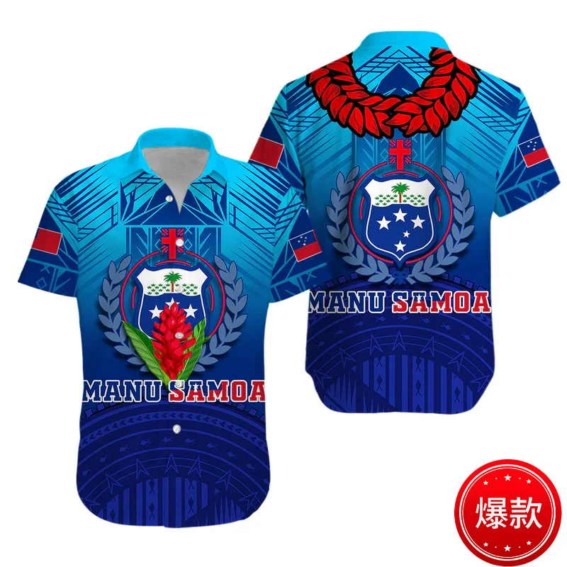 Small Size 3D Print American Samoa IndependenceDay Shirts For Men Samoa Emblem Graphic Shirts Blouses Women Shirts Mens Clothing