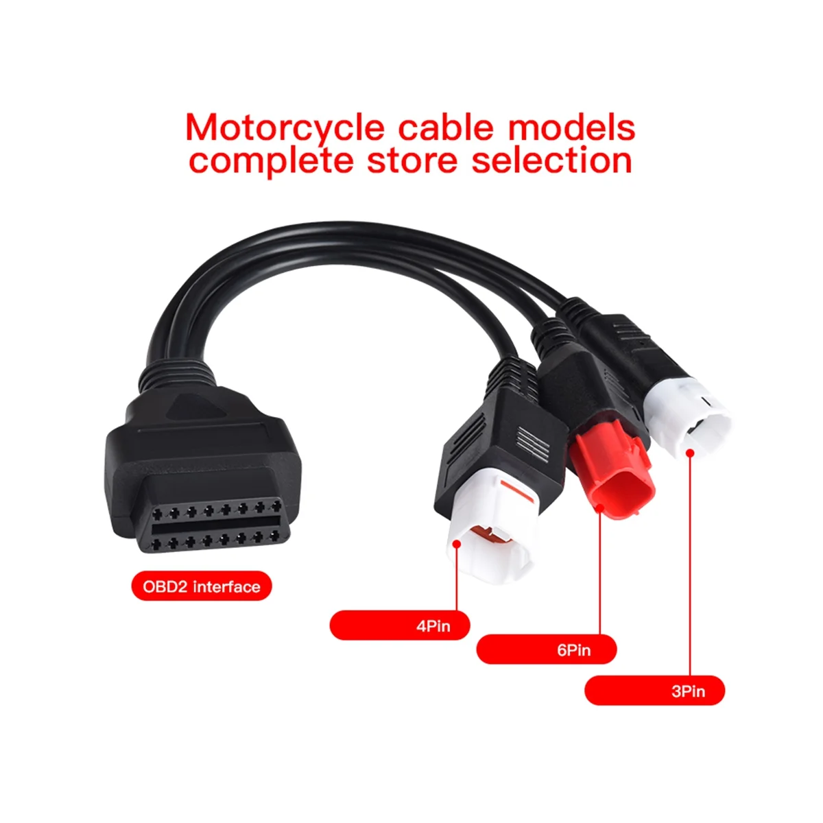 Motorcycle for Yamaha 3Pin 4Pin and Honda 6Pin OBD2 Diagnostics Connector Cable for Yamaha Motorbike OBD Extension Cable