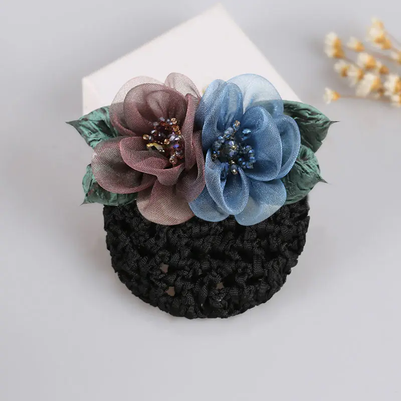 

Professional Flower Hair Bun Net Snood Set Retro Mesh Chignon Wrap Nurse Hotel Bank Low Bun Cover Women Work Headwear Gift