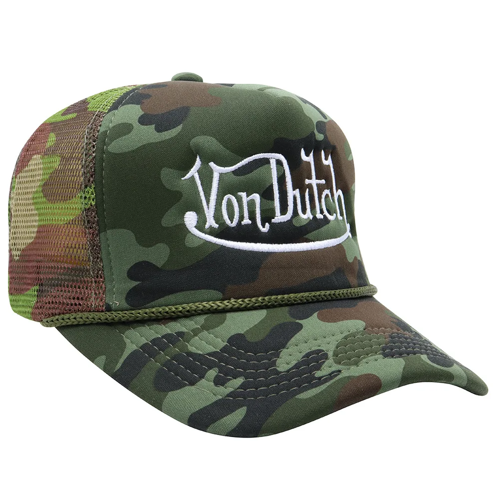 American Style Retro Camouflage Truck Hat Men's Summer Outdoor Breathable Sun Protection Mesh Baseball Cap Fashionable Checke...