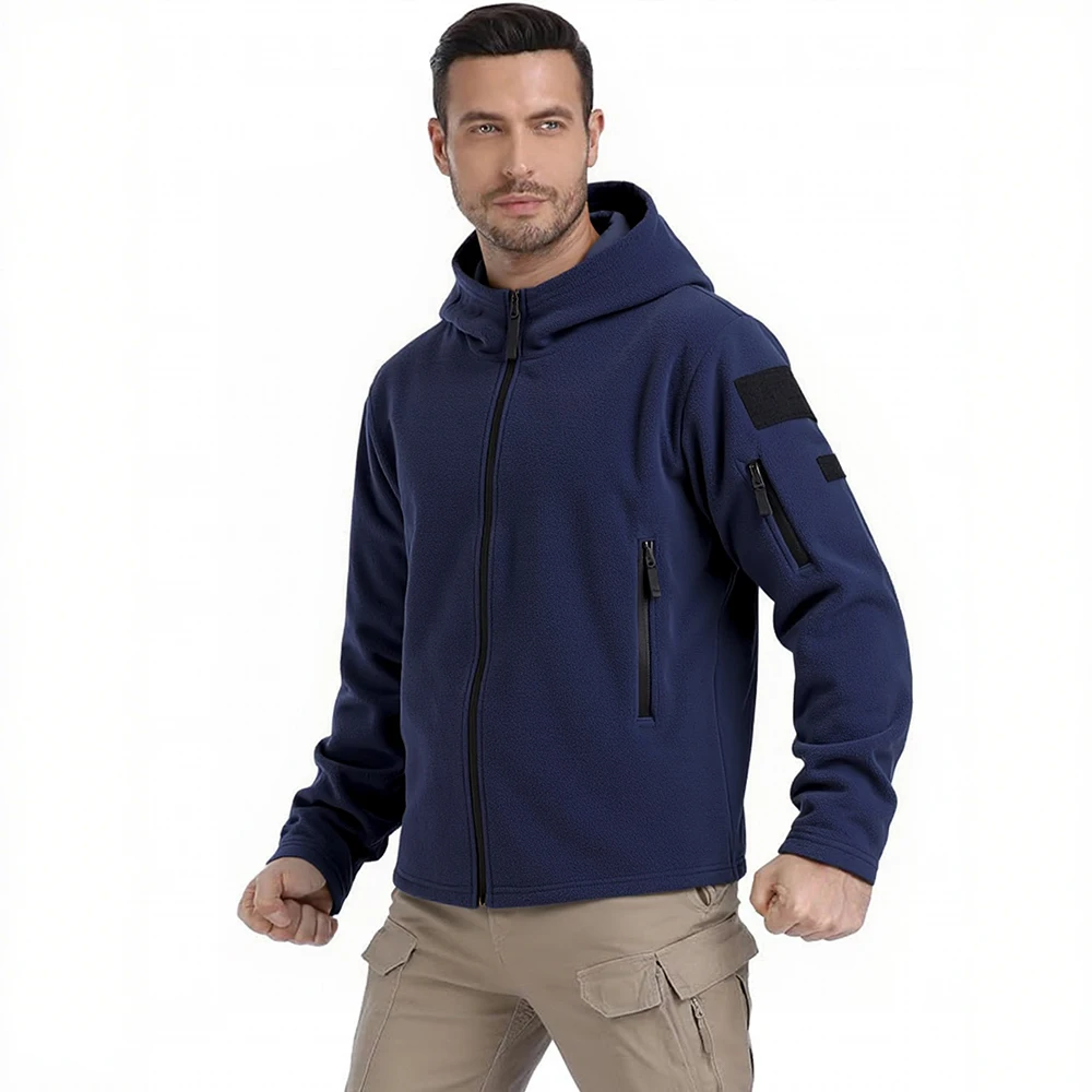 2025年秋冬新作フリースジャケット メンズ フード付きフリースジャケット フルジップ アウトドア 防風 フード付き 暖かい作業着