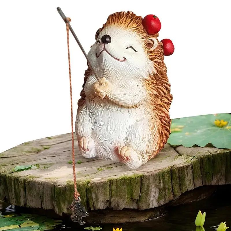 

Animal Sculpture Fish Tank Hedgehog Ornaments For Home Realistic Creative Fishing Scene Lanscape For Yard Patio Aquarium Offices