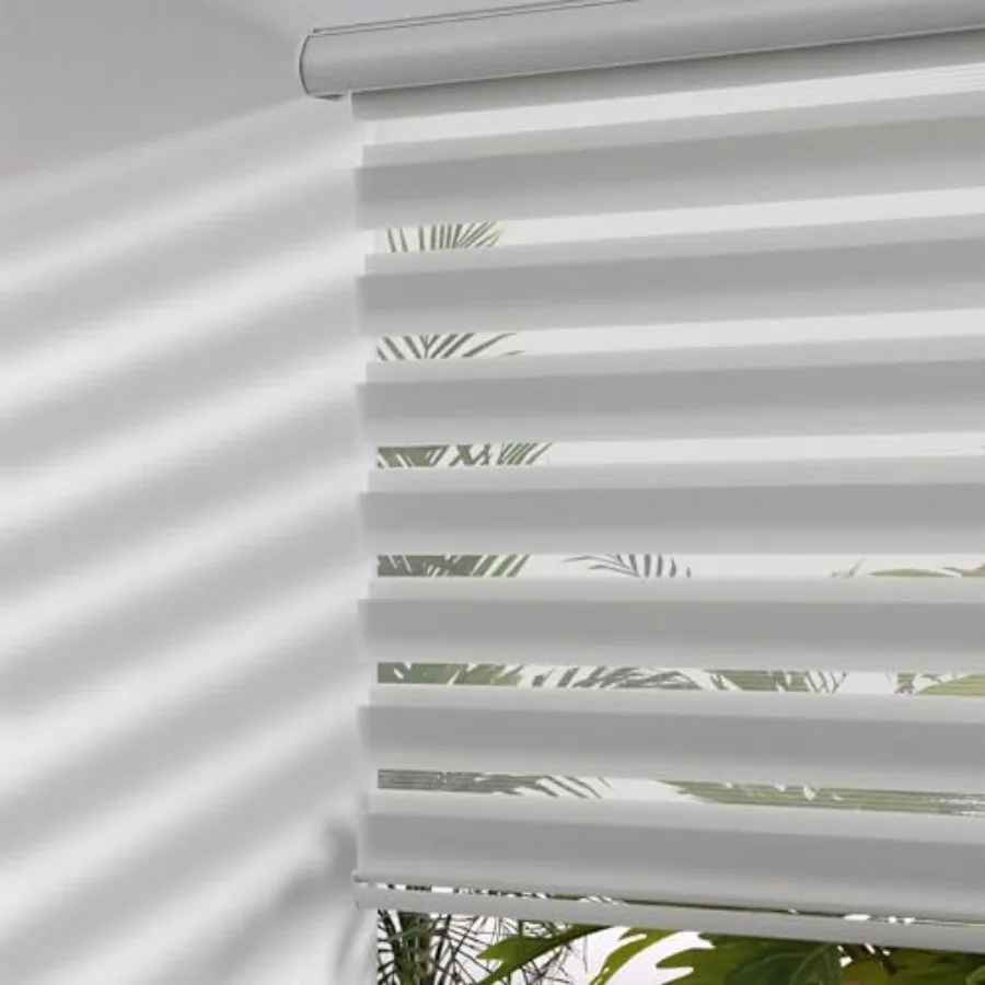

Cordless Zebra Blinds with Free-Stop Function - Dual Layer Light Filtering and Privacy Sheer Shades for Day and Night - Easy In