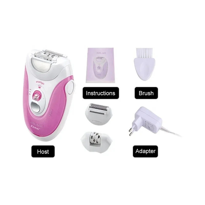 Three Heads Women Hair Removal Kemei Km-299 Mini Easy To Carry Electric Razor Epilator For Women