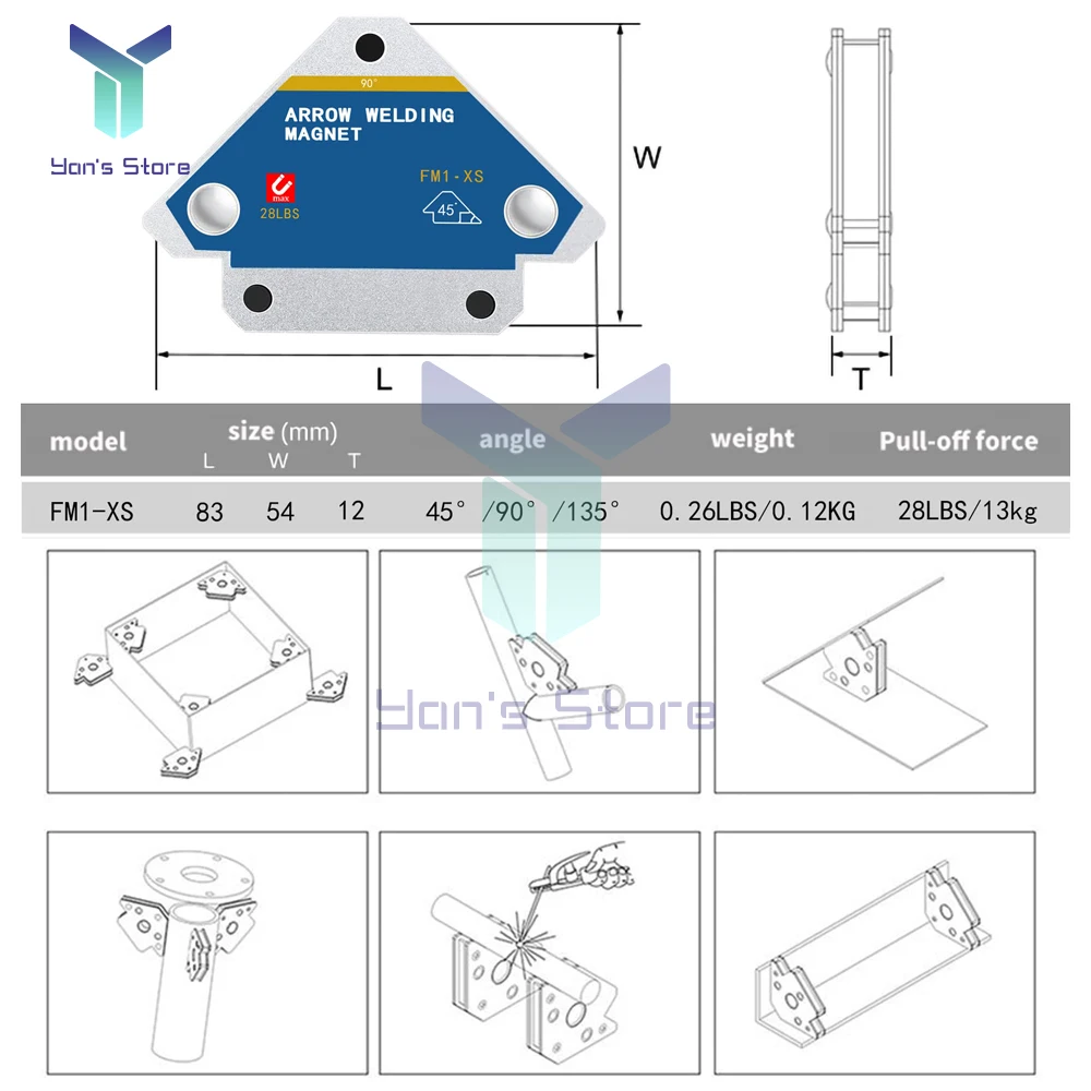 2Pcs Hot 12.5KG Magnetic Welding Holders Angle Solder Arrow Magnet Weld Fixer Positioner Ferrite Holding Auxiliary Locator Tools