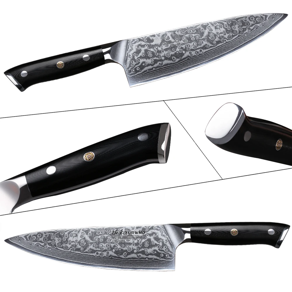 TURWHO Chef Knife 1-5 PCS Kitchen Knives Set 67 Layer Damascus Steel Japanese Nakiri Santoku Cleaver Slicing Bread Utility Knife