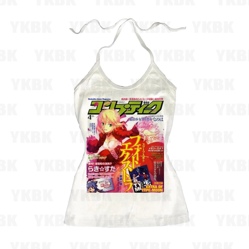 アニメファッショントップス Y2k 夏かわいい Tシャツ漫画プリントハイストリートゴシック通勤ラウンドネックスリーブ半袖 Tシャツ