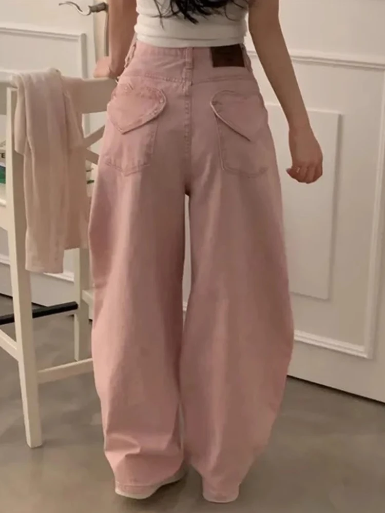 ハイウエストデニムジーンズ女性の春の新スタイル多用途バナナパンツバックハートポケットカジュアルルーズフィットロングレギンス