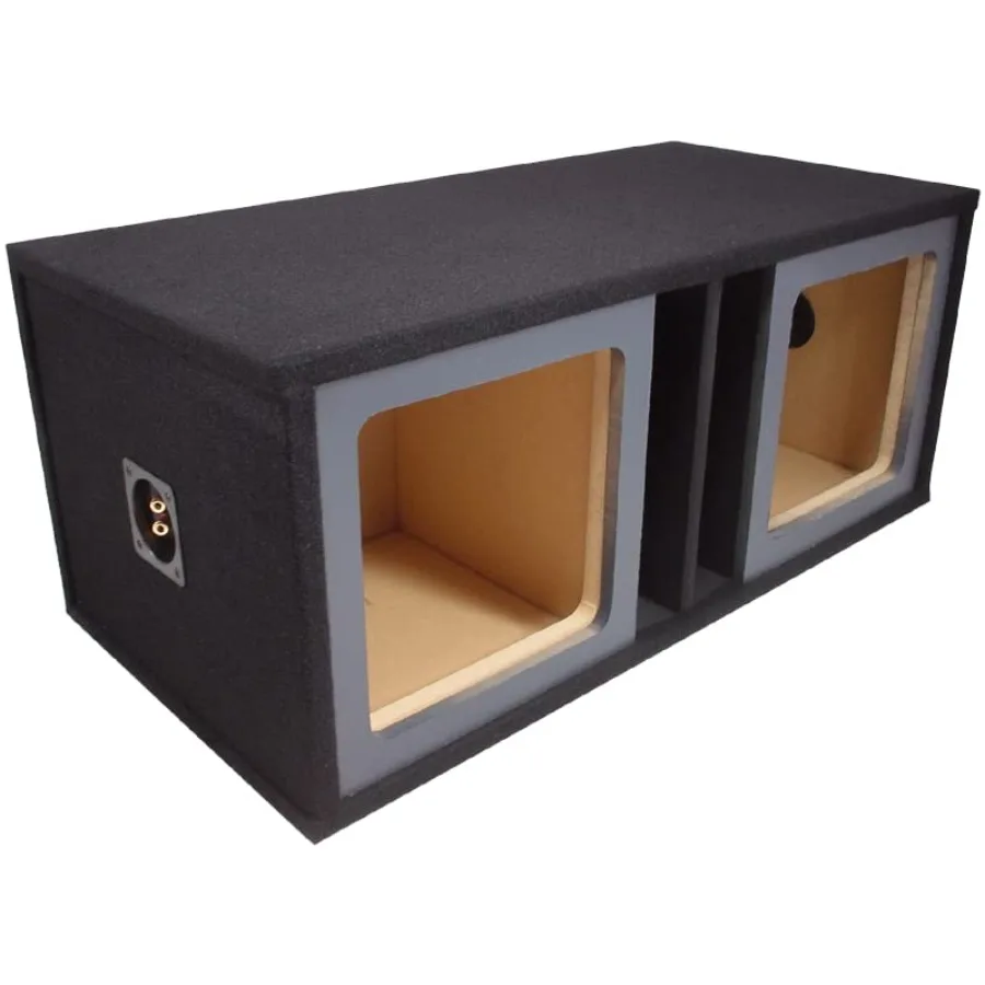 Car Audio Dual 10 Vented Square Paintable Sub Box for Kicker L7 Subwoofer: MDF enclosure, black finish, high-rigidity design