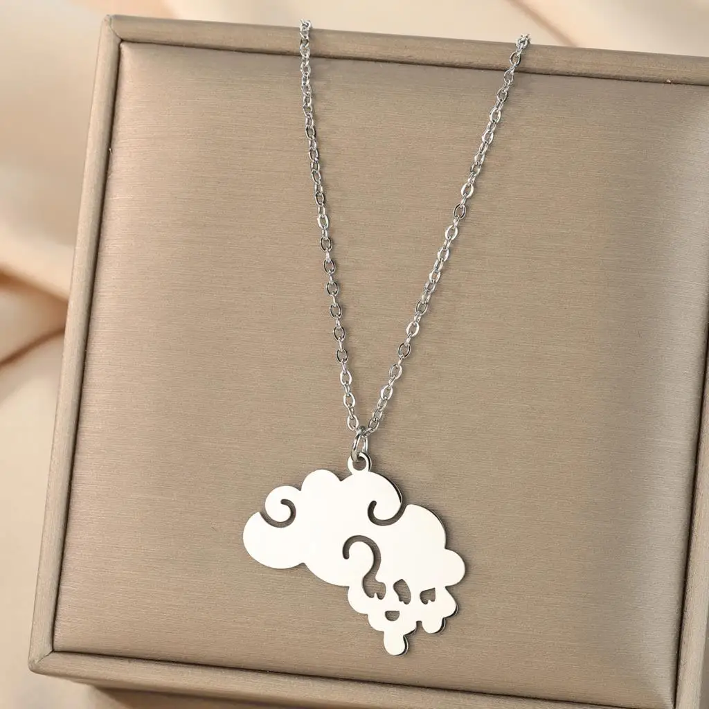 QIAMNI Stainless Steel Clouds Raindrops Pendant Chain Choker Fashion Necklace For Women Creativity Jewelry Party Gifts Bijoux