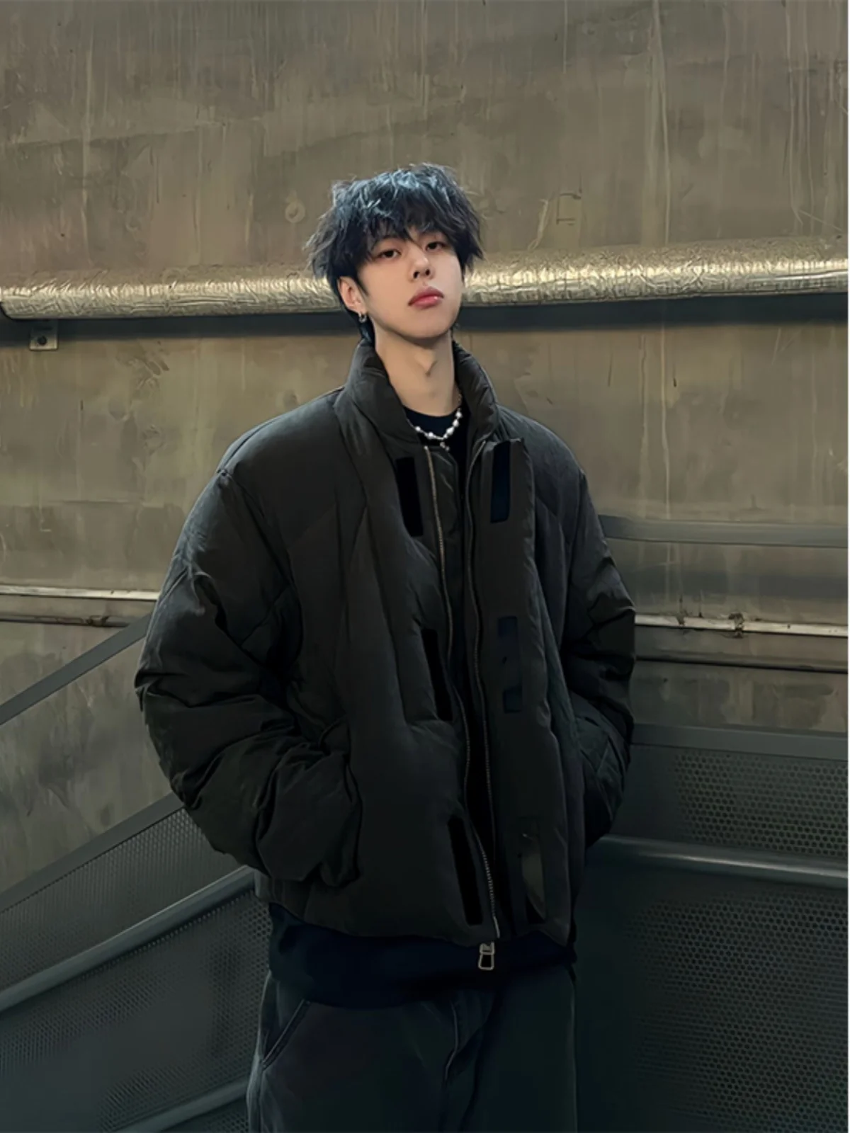 

Bla Suede ort Men's down Cotton Jaet Winter Stand Collar American Cleanfit Bread Coat Warm Windproof Regular Length