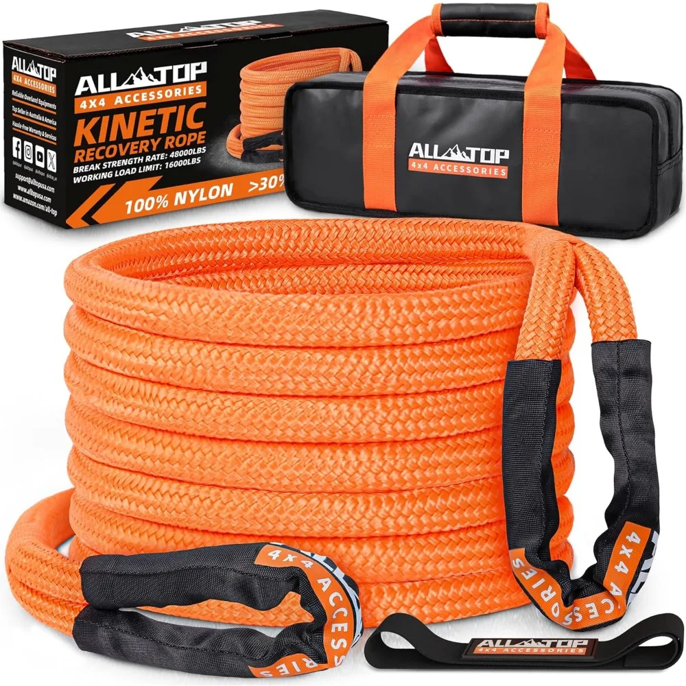 

Heavy-Duty Elastic Recovery Rope for 4x4 Offroad Vehicles, 30 Feet Long with 16,000 Pound Work Load Limit